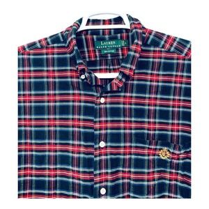 Ralph Lauren Men's Size L Cotton Blue Plaid Long Sleeve Button Down‎ Shirt